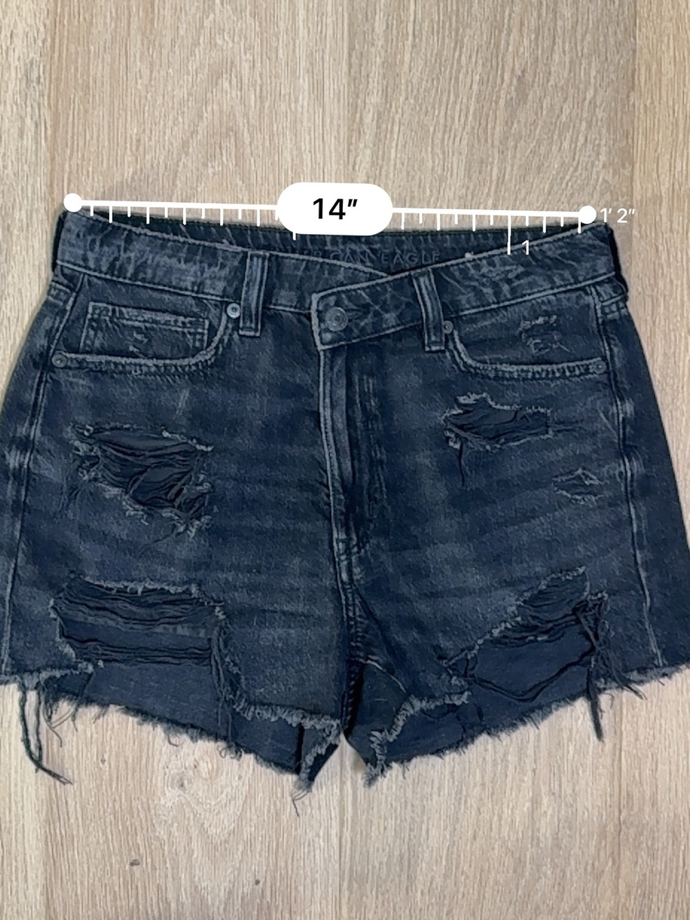 American Eagle Outfitters Black Denim Cutoff Shorts Women’s Size 6 - Picture 3 of 8